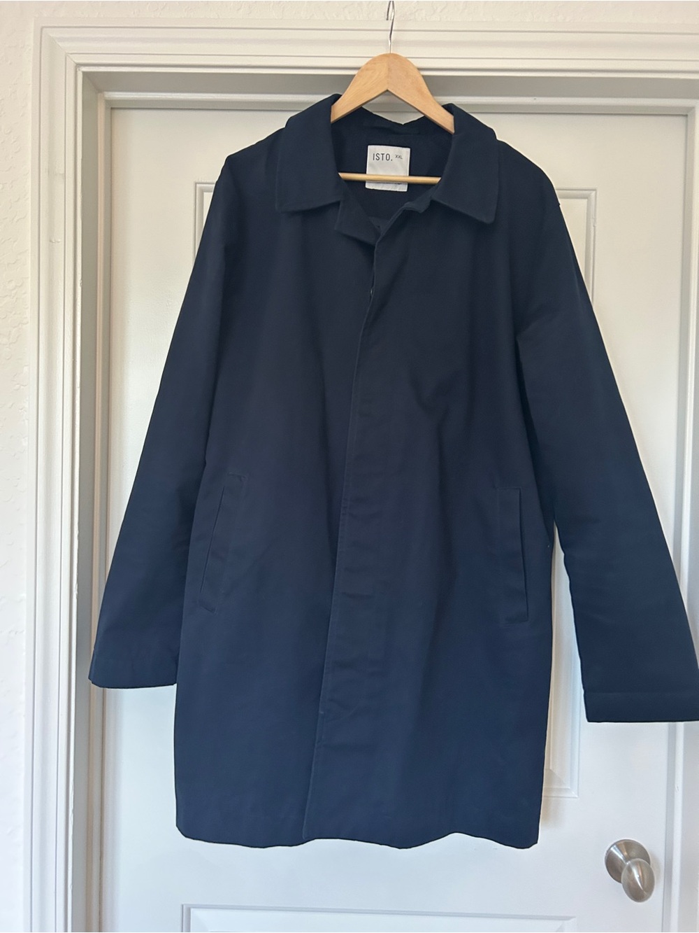 ISTO, Men’s Classic Car Coat, Deep Navy, XXL